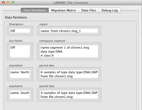 GUI converter after reading file chrom1.mig